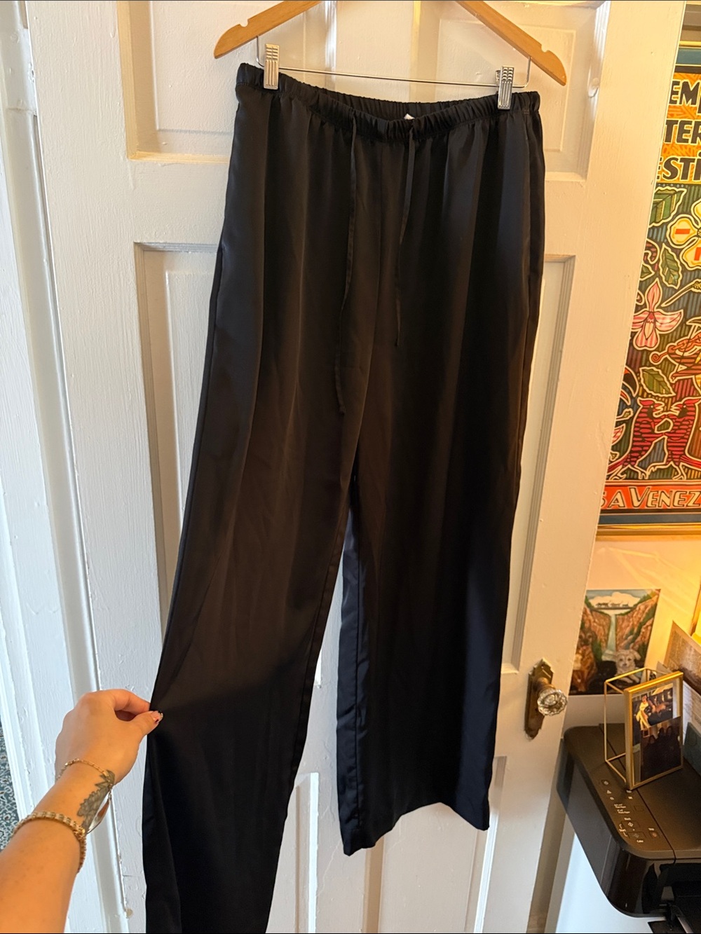 Old Navy Black Wide-Leg Satin Pants